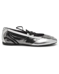D-Mile-Metallic-Schnürballerinas - Flats - Damen - Silber