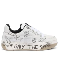 D-Ollie-Ledersneaker mit Graffiti-Print - Sneakers - Damen - Weiss