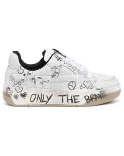 D-Ollie-Ledersneaker mit Graffiti-Print - Sneakers - Damen - Weiss