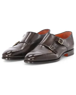 Doppel-Monkstraps aus Leder Dunkelbraun