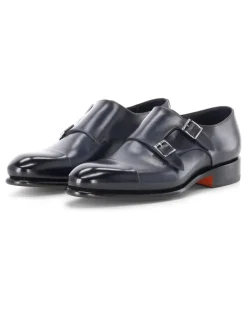 Doppel-Monkstraps aus Leder Navy