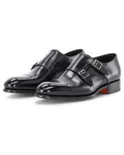 Doppel-Monkstraps aus Leder Schwarz