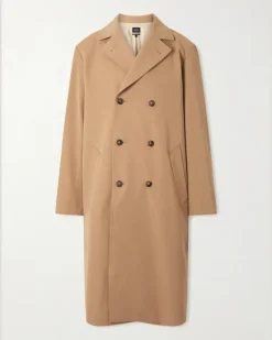 Double-Breasted Twill Trench Coat Neutrals