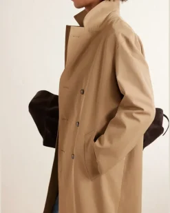 Double-Breasted Twill Trench Coat Neutrals