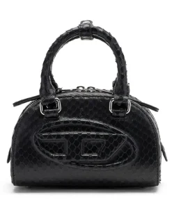 1DR Dome-Kleine-Bowlingtasche aus Leder in Schlangenoptik - Schultertaschen - Damen - Schwarz
