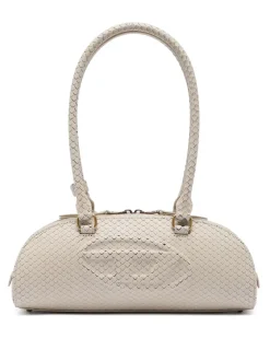 1DR Dome-Langgezogene Bowlingtasche aus Leder in Schlangenoptik - Schultertaschen - Damen - Beige