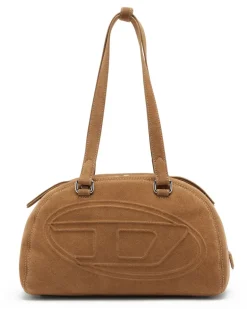 1DR Dome-Suede Schultertasche mit Oval D Logo - Schultertaschen - Unisex - Beige