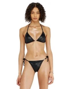 Dreieck-Bikini-Top aus schimmerndem Stoff - BHs - Damen - Schwarz