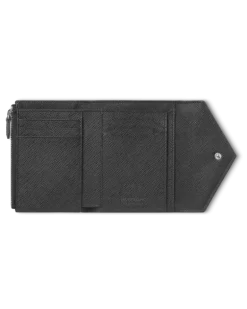 Dreifach gefaltete Brieftasche 6 cc Montblanc Envelope - Schwarz - Leder - MB198225 - Brieftaschen