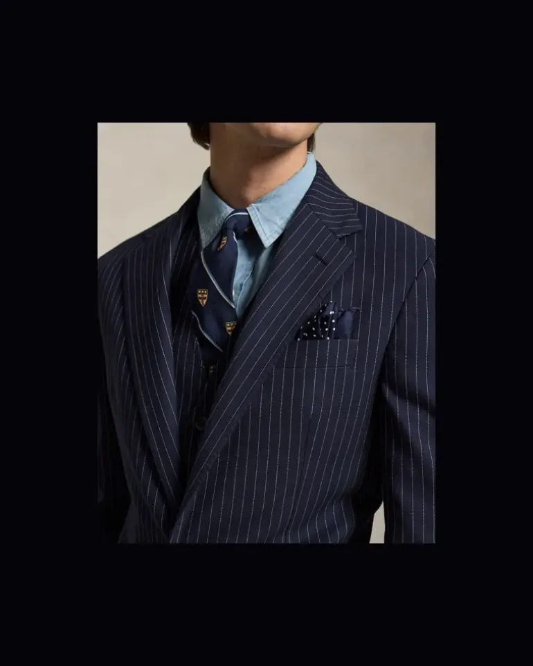 Dreiteiliger Polo-Nadelstreifenanzug Blue