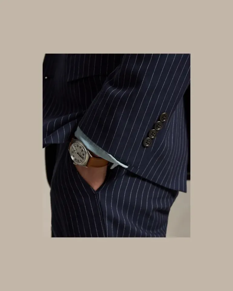 Dreiteiliger Polo-Nadelstreifenanzug Blue