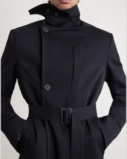 Drella Double-Breasted Wool Coat Black