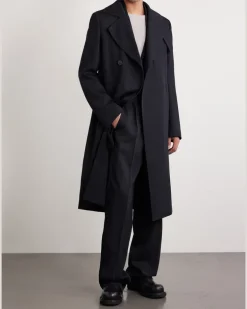 Drella Double-Breasted Wool Coat Black