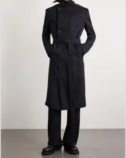 Drella Double-Breasted Wool Coat Black