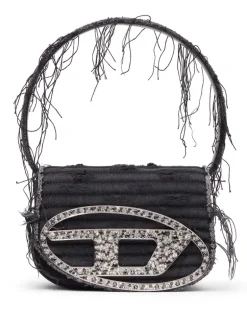 1DR-Ikonische Schultertasche aus Canvas und Leder - Schultertaschen - Damen - Schwarz