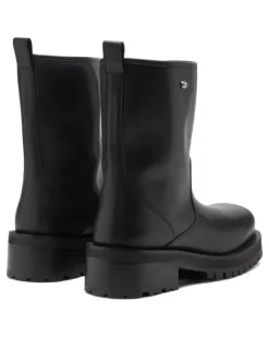 D-Texan Stiefel mit eckiger Kappe - Schwarz