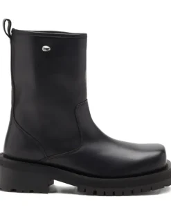 D-Texan Stiefel mit eckiger Kappe - Schwarz