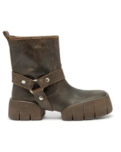 D-Tex-Biker-Stiefel aus Crackle-Leder - Stiefel - Herren - Braun