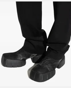 D-TEX Stiefeletten aus Denim mit Knitteroptik - Schwarz