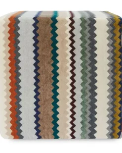 Dune Hocker mit Zickzackmuster (40cm x 30cm) - Nude