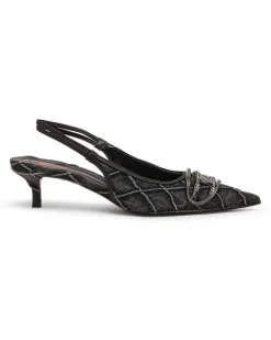 D-Venus-Crystal-Logo Stepp-Denim-Slingback-Pumps - Pumps - Damen - Schwarz
