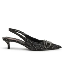 D-Venus-Crystal-Logo Stepp-Denim-Slingback-Pumps - Pumps - Damen - Schwarz