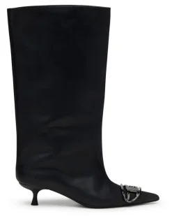 D-Venus-Kniehohe Stiefel aus Fettleder - Stiefel - Damen - Schwarz