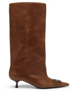 D-Venus-Kniehohe Stiefel aus Fettleder - Stiefel - Damen - Braun