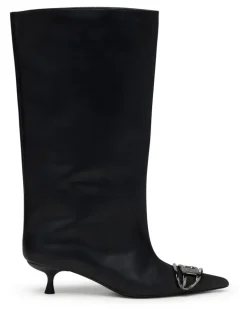 D-Venus-Kniehohe Stiefel aus Fettleder - Stiefel - Damen - Schwarz