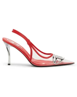 D-Venus-Lederslingbackpumps mit transparentem Einsatz - Pumps - Damen - Rot