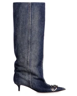 D-Venus-Slouchy kniehoher Stiefel in Denim - Stiefel - Damen - Blau