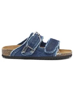 D-Woodstock - Sandale mit ausgefransten denim-riemen - Sandalen - Damen - Blau