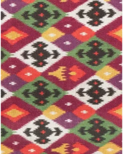 Eckige Diamond Ikat Tischdecke aus Leinen - Rot