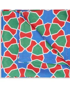 Eckige Tiles Tischdecke aus Leinen - Rot