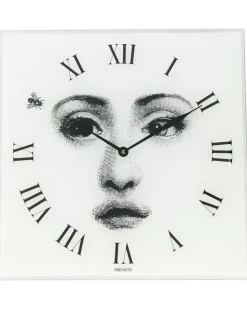 Eckige Wanduhr mit Gesicht - Weiß