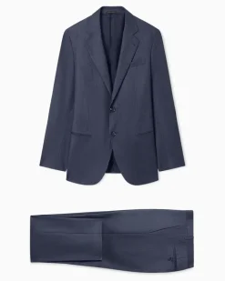 Einreihiger Anzug aus der Soho-Linie aus Wolle in Denim-Optik Marineblau