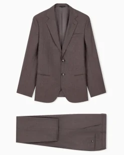 Einreihiger Anzug aus reinem Schurwollflanell Soho Braun