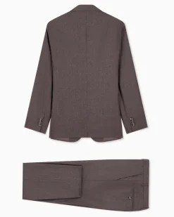 Einreihiger Anzug aus reinem Schurwollflanell Soho Braun