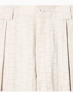 Einreihiger Anzug aus Viskose und Jacquard-Leinen Beige