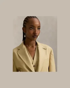 Einreihiger Blazer aus Hanf Tan
