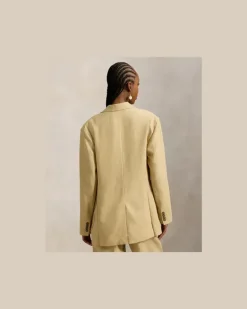 Einreihiger Blazer aus Hanf Tan