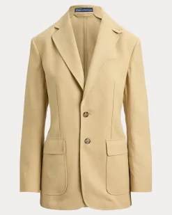 Einreihiger Blazer aus Hanf Tan