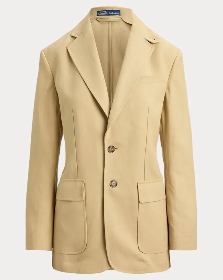 Einreihiger Blazer aus Hanf Tan
