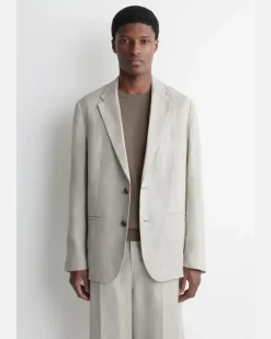 Einreihiger Blazer Aus Leinen GrüN