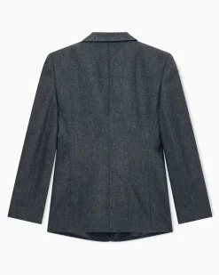 Einreihiger Blazer aus Wollflanell und Kaschmir Grau