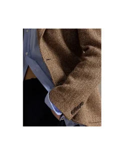 Einreihiger Blazer mit Fischgratmuster Brown