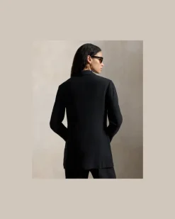 Einreihiger Leinenblazer Black