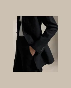 Einreihiger Leinenblazer Black