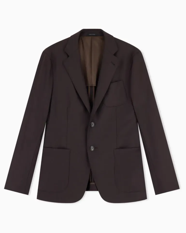 Einreihiger Regular Fit Blazer Kaschmir-Kollektion Braun