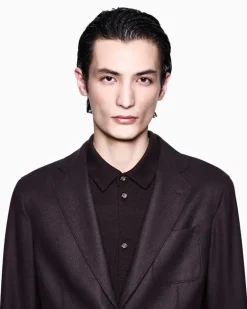 Einreihiger Regular Fit Blazer Kaschmir-Kollektion Braun